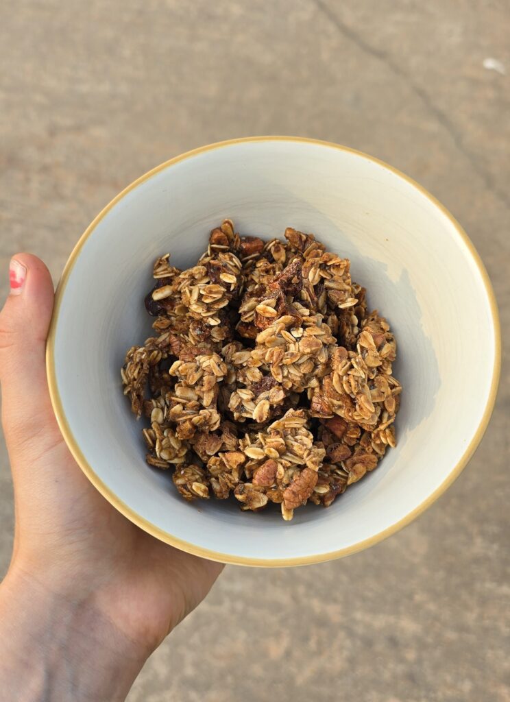 peach granola bowl